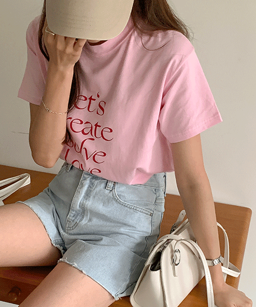 핑키 레터링 반팔 티셔츠 - 3color