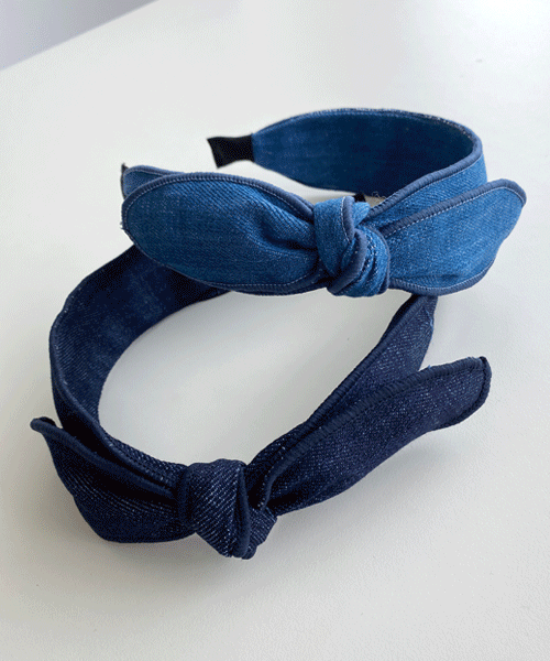 ribbon denim headband - 2color